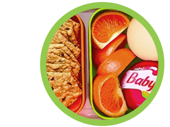 Babybel snack pack idea with clementines, crackers, dried fruits and nuts