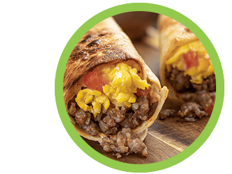 Southwest breakfast wrap with Kaukauna cheese