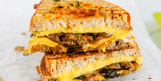 Vegan Grilled Cheese with Sauteed Onions