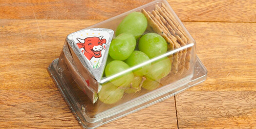 The Laughing Cow snack pack with grapes and crackers