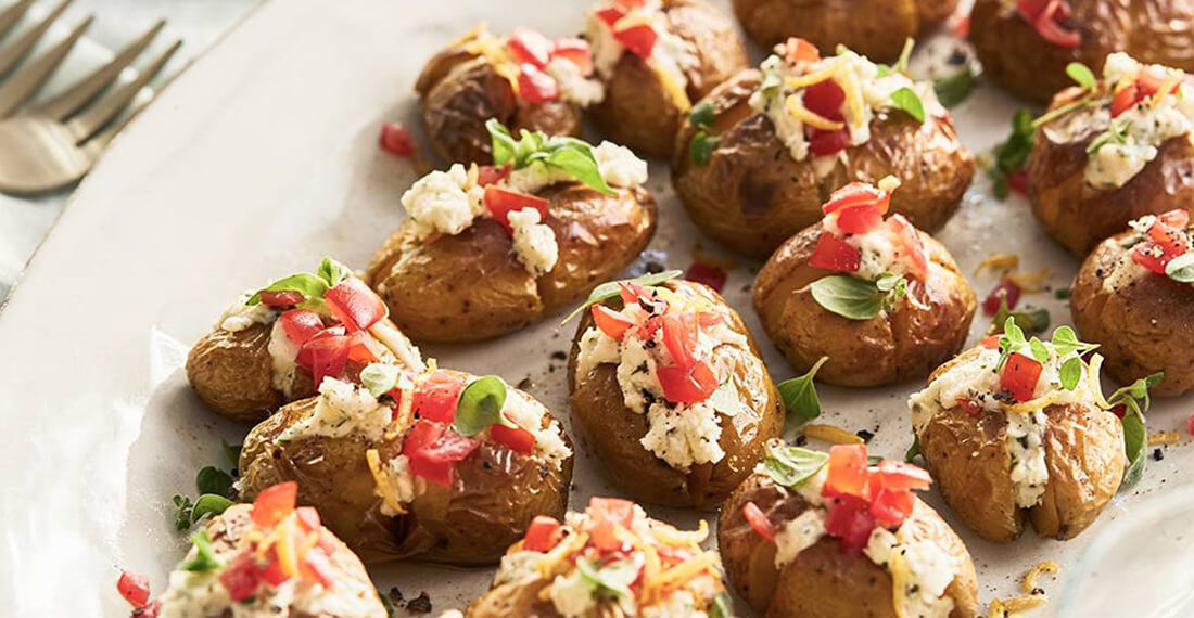 Crispy Smashed Potato Bites with Boursin Cheese