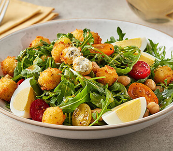 Elegant Arugula Salad with Crispy Boursin Bites