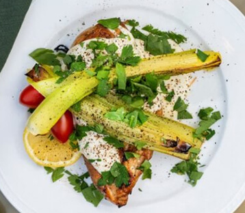 Grilled Chicken with Boursin® Cream Sauce & Roasted Leeks