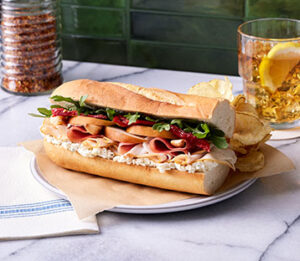 Turkey, Prosciutto And Pear Baguette Made With Boursin